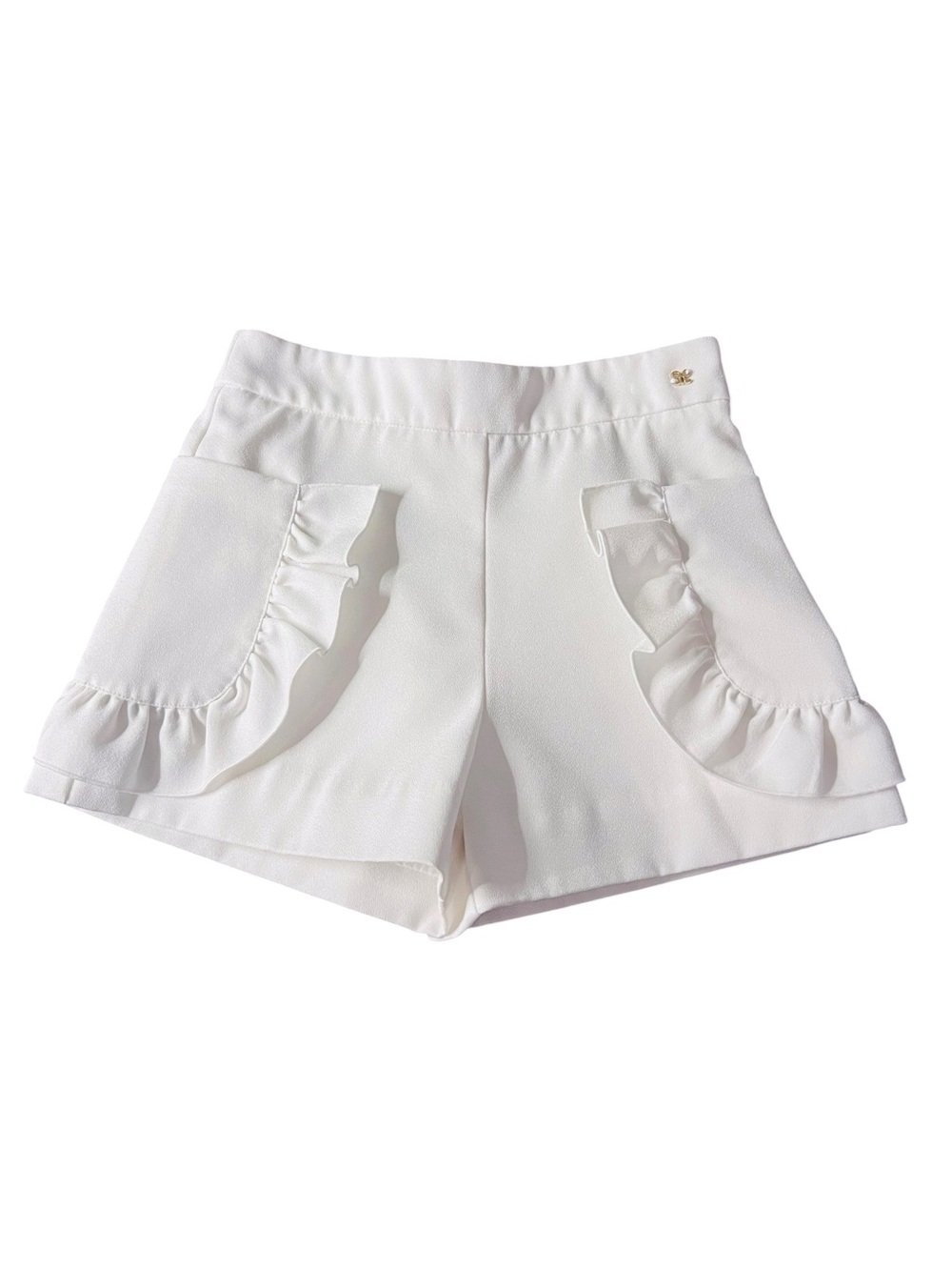 Abel & Lula Girls' White Ruffle Pocket Shorts Dressy Shorts Size 6
